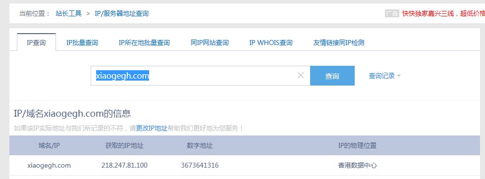 站长工具查ip