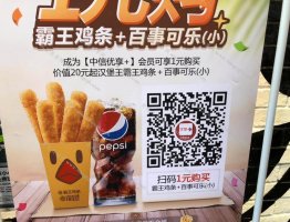 汉堡王1元霸王鸡条+小可